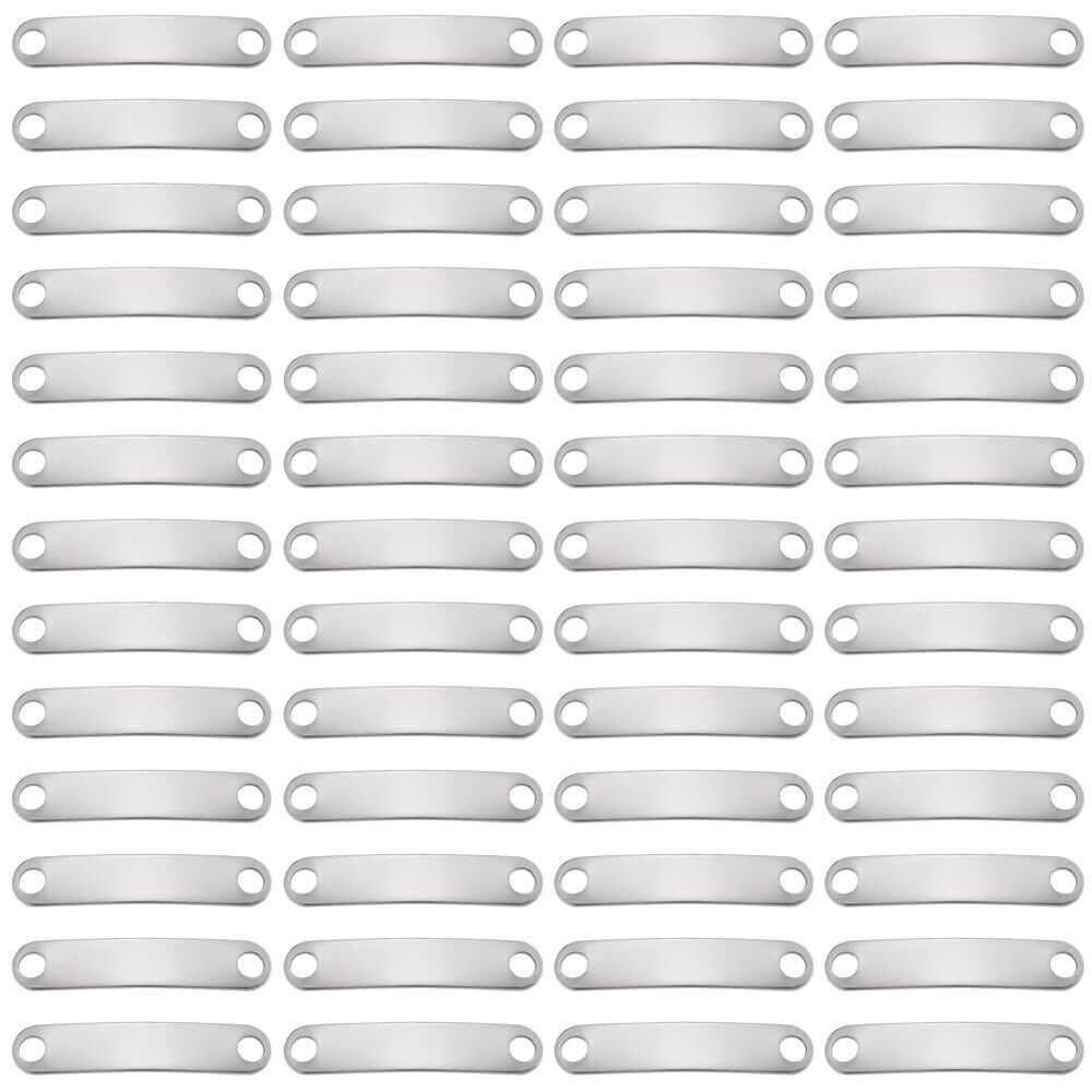 9530 1 Box 100Pcs 201 Stainless Steel Connector Charms Blank Tags Rectangle